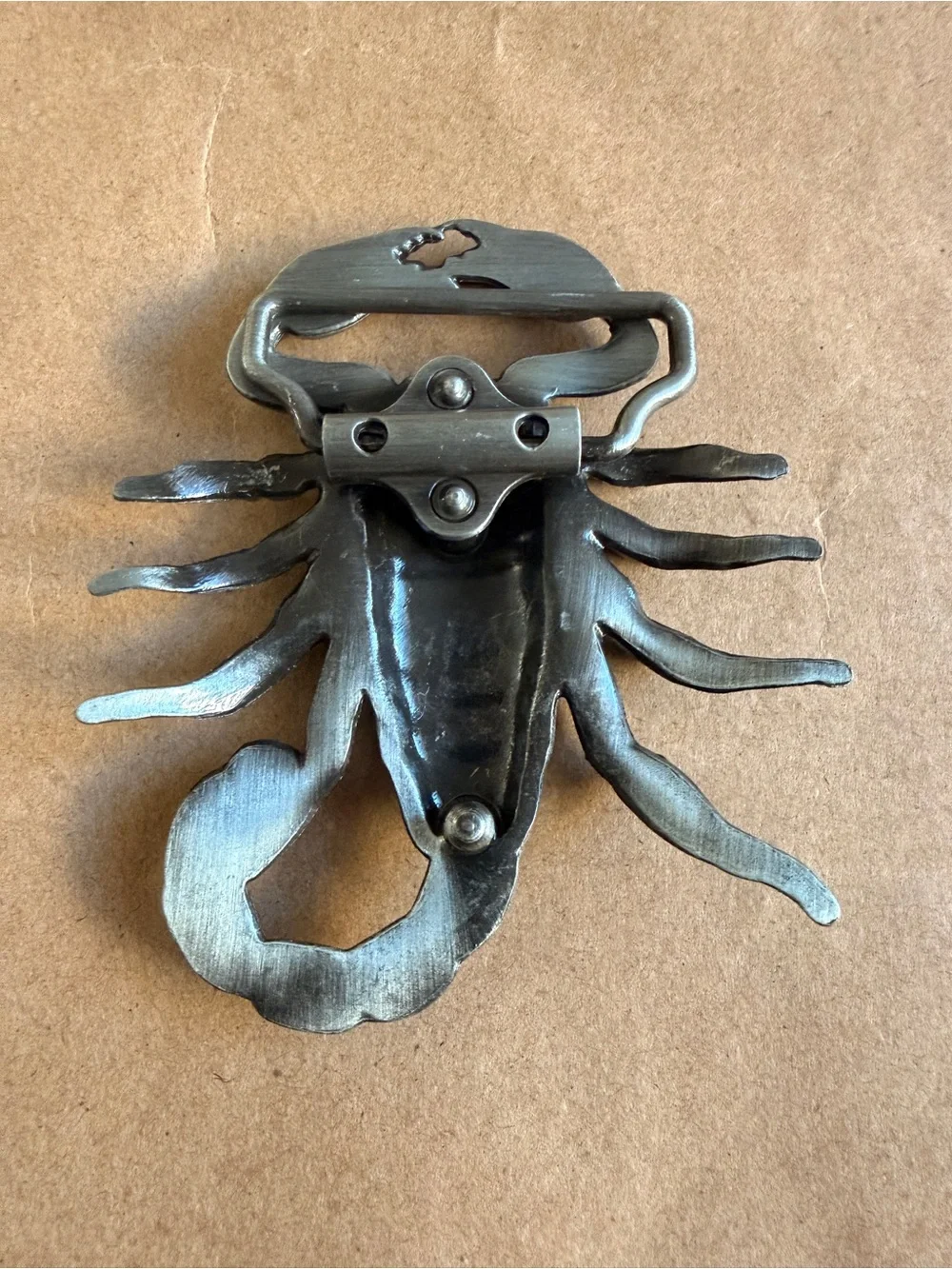 3D antique silver toned scorpion belt buckle,